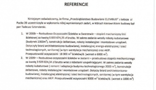 P.I.B ŻALA  Sp.j 2008r i 2009r Rozbudowy Oczyszczalni Ścieków